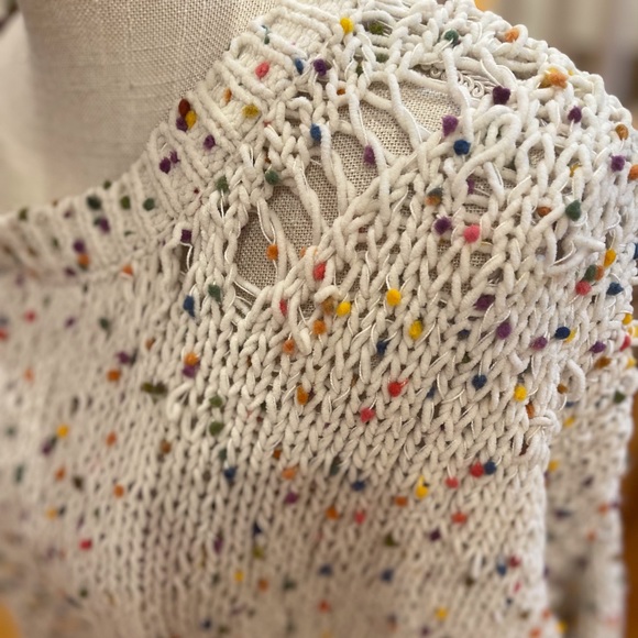 L Love cream destroyed colorful speckled sweater - Picture 2 of 8